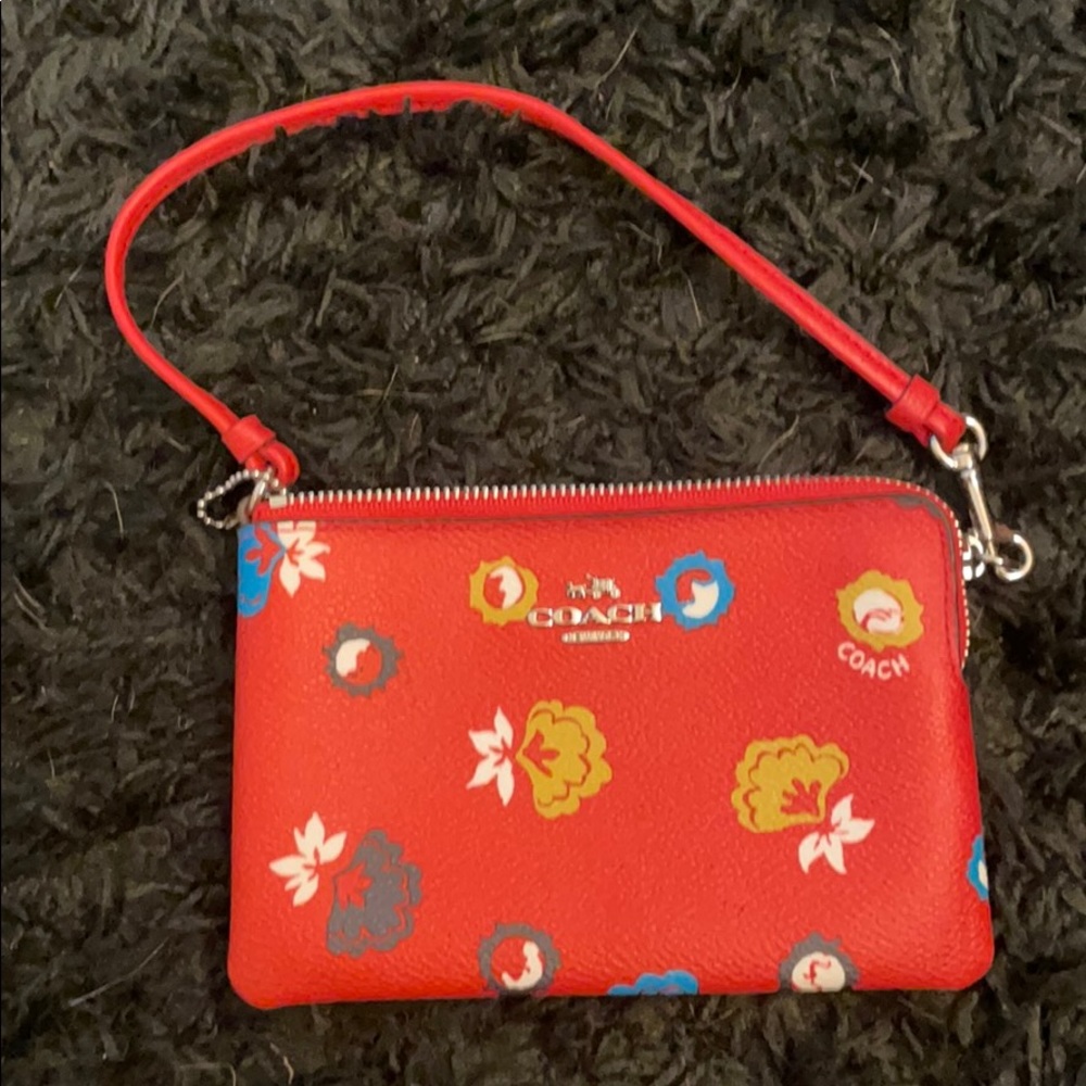 Coach Wristlet. Red with flowers